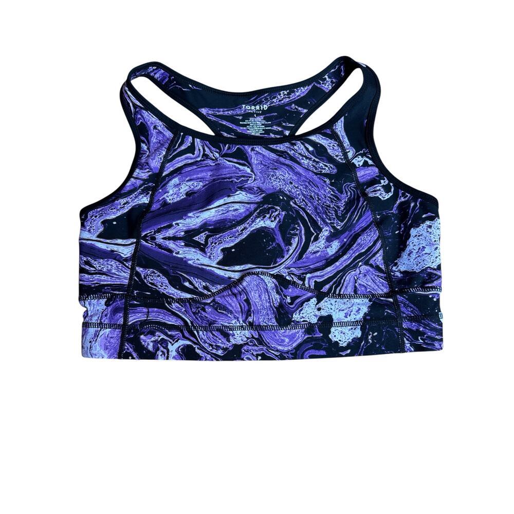 Torrid Purple Marbled Low Impact Wireless Longline Racerback Sports Bra 1X